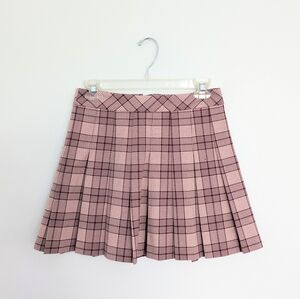 Aritzia Sunday Best Pleated Plaid Miniskirt Size 4 in Cherry Rose